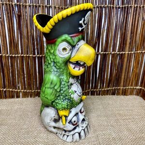 Tiki Farm Big toe Tiki Mug Peg Leg Party Parrot Green Pirate Skull 18 Oz
